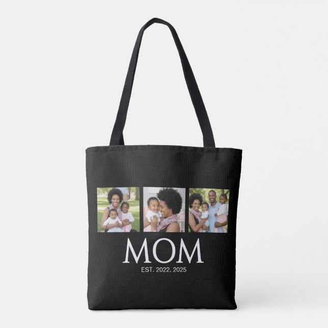 Mom Established Caps Black 3 Photo Tote Bag Tygkasse (Baksida)