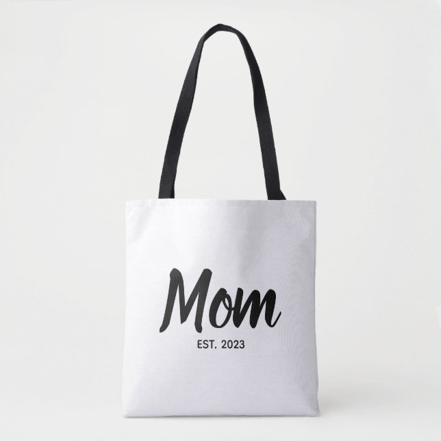  Mom Established Date Black Script Custom Text Tygkasse (Framsida)