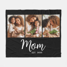 Mom Established Date White Script on Black 3 Photo