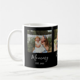 Mom Established Elegant 3 Photo Script Black Kaffemugg