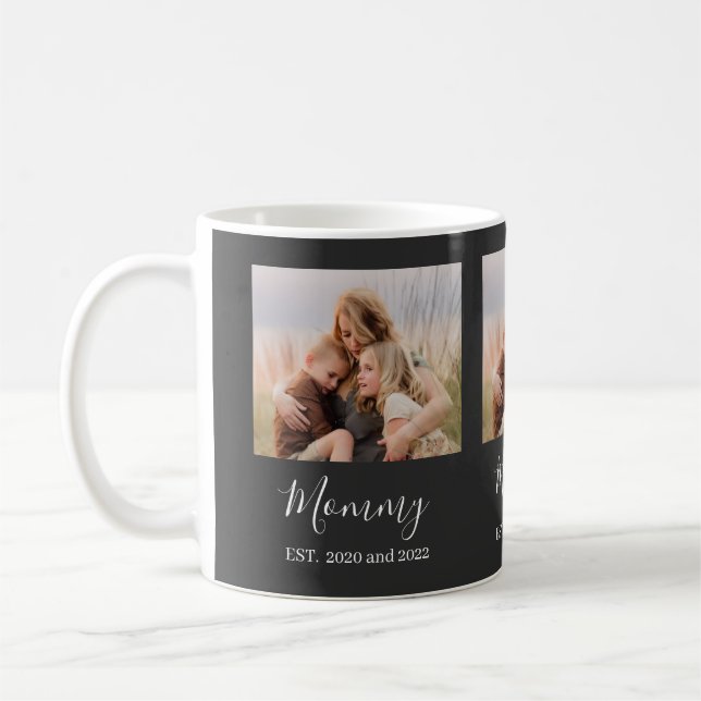Mom Established Elegant Photo Script Black Kaffemugg (Vänster)