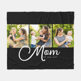 Mom Established Elegant Script Black 3 Photo  Fleecefilt