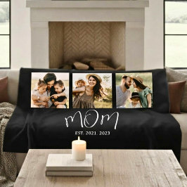 Mom Established Elegant Script Black 3 Photo Fleecefilt