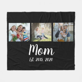 Mom Established Elegant Script Black 3 Photo Fleecefilt