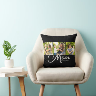 Mom Established Elegant Script Black 3 Photo  Kudde