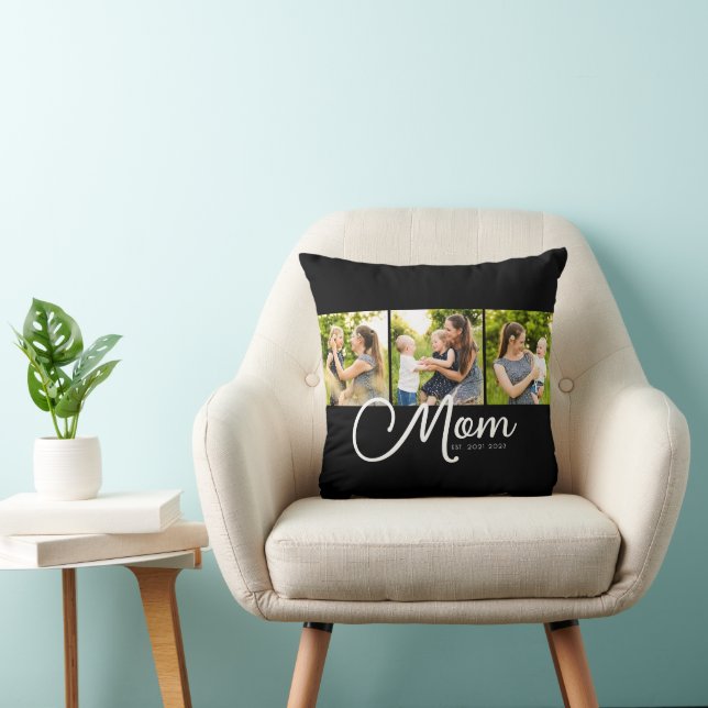 Mom Established Elegant Script Black 3 Photo  Kudde (Stol)