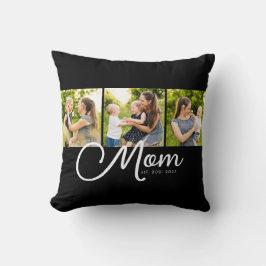 Mom Established Elegant Script Black 3 Photo  Kudde
