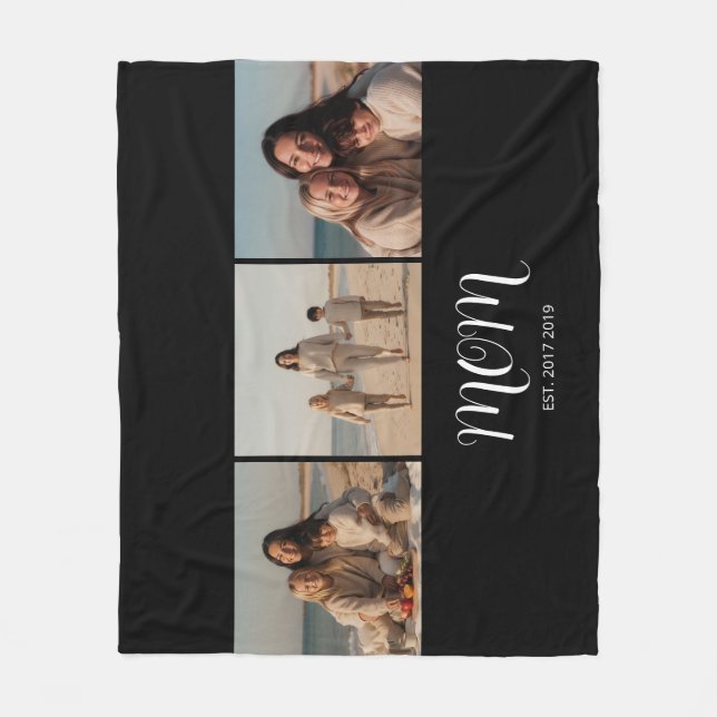 Mom Established Graceful Script Black 3 Photo Fleecefilt (Framsidan)