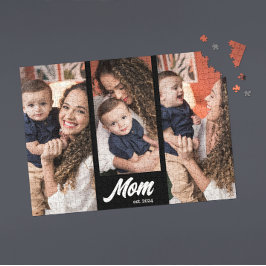 Mom Established Modern Black Photo Pussel