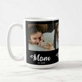 Mom Established Modern Bold Script Black 3 Photo Kaffemugg