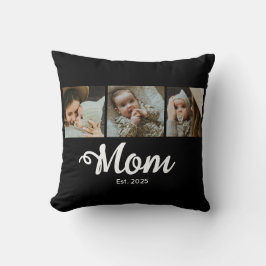 Mom Established Modern Bold Script Black 3 Photo Kudde