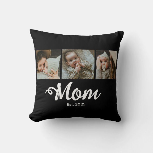 Mom Established Modern Bold Script Black 3 Photo Kudde (Framsida)
