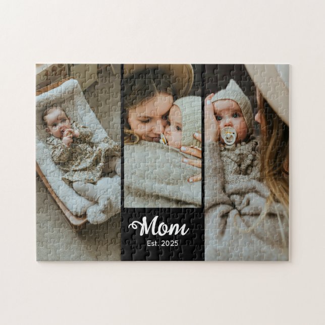 Mom Established Modern Bold Script Black 3 Photo Pussel (Horisontell)