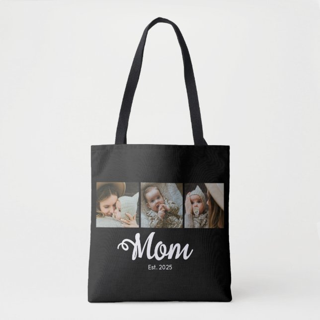 Mom Established Modern Bold Script Black 3 Photo Tygkasse (Framsida)