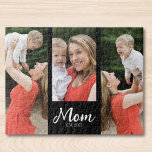 Mom Established Modern Script 3 Photo  Pussel<br><div class="desc">Black White Mom Established Script 3 Photo Elegant Modern Design. Customize it. Replace the photos with your own of your kids and change the years to the years you became a mom.</div>