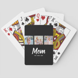 Mom Established Modern Script Black 3 Photo Casinokort