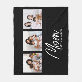 Mom Established Modern Script Black 3 Photo Fleecefilt
