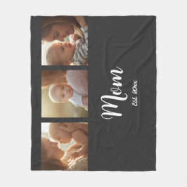 Mom Established Modern Script Black 3 Photo Fleecefilt