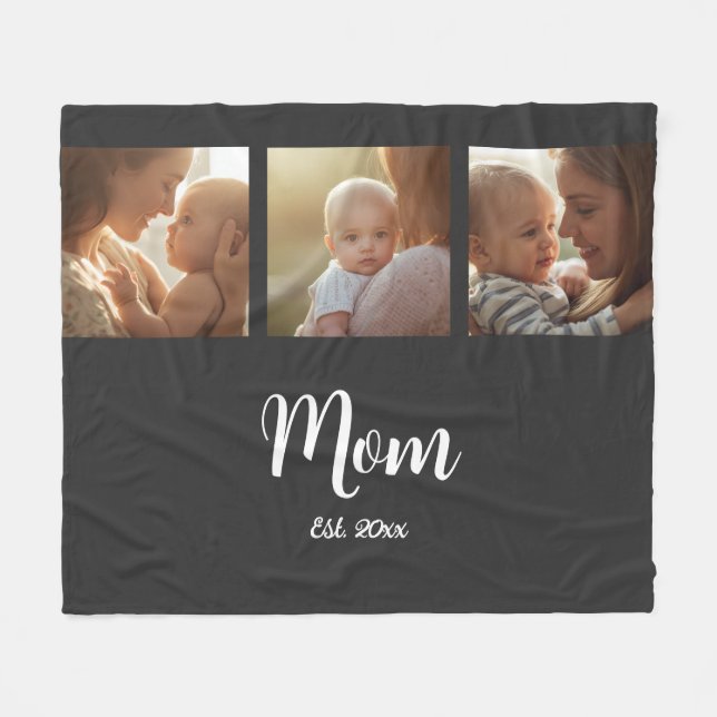 Mom Established Modern Script Black 3 Photo Fleecefilt (Framsidan (Horisontell))