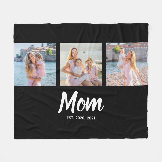 Mom Established Modern Script Black 3 Photo Fleecefilt (Framsidan (Horisontell))
