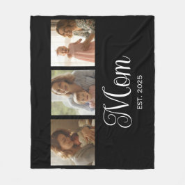 Mom Established Modern Script Black 3 Photo Fleecefilt