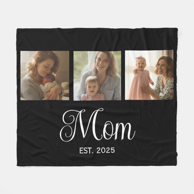 Mom Established Modern Script Black 3 Photo Fleecefilt (Framsidan (Horisontell))