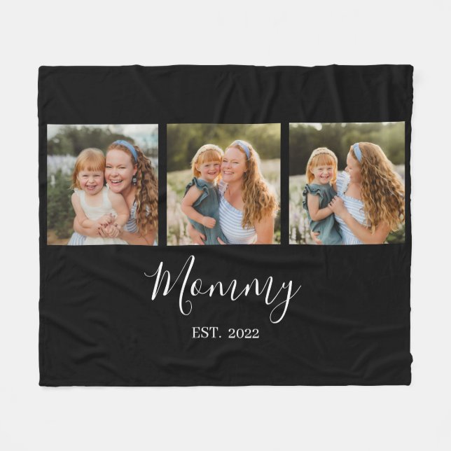 Mom Established Modern Script Black 3 Photo Fleecefilt (Framsidan (Horisontell))