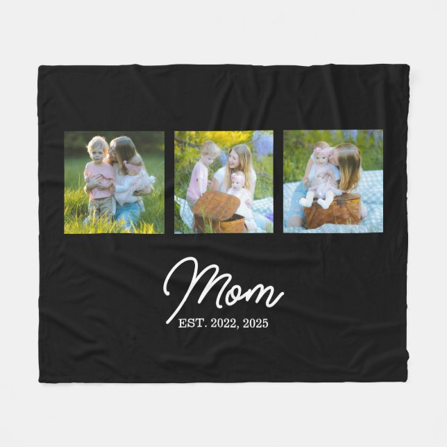 Mom Established Modern Script Black 3 Photo Fleecefilt (Framsidan (Horisontell))