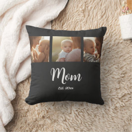 Mom Established Modern Script Black 3 Photo Kudde