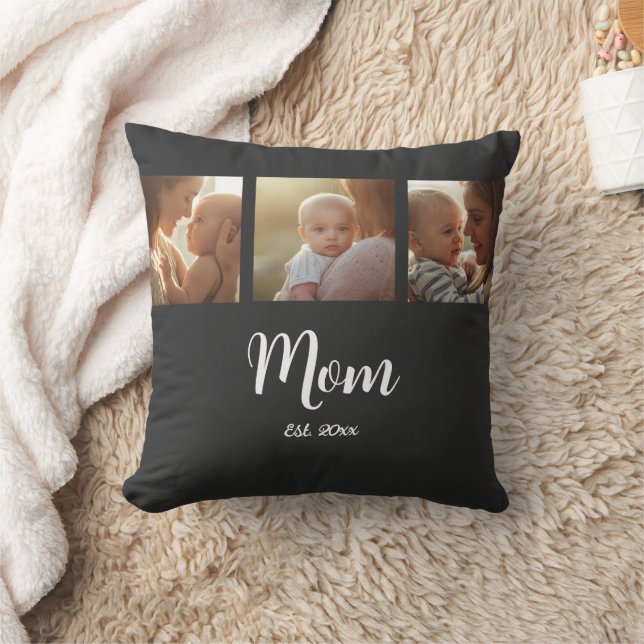 Mom Established Modern Script Black 3 Photo Kudde (Filt)