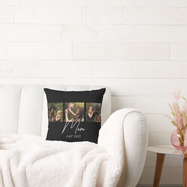 Mom Established Modern Script Black 3 Photo Kudde (Soffa)