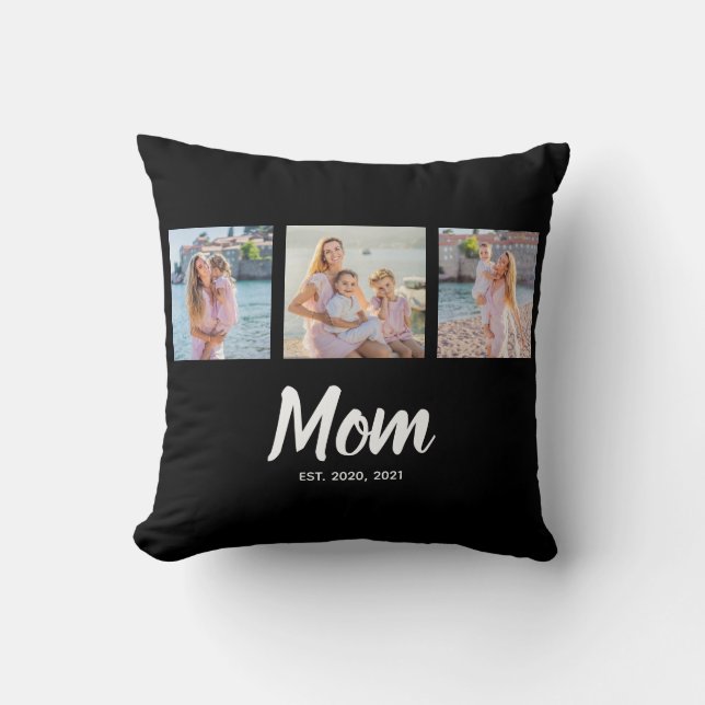 Mom Established Modern Script Black 3 Photo Kudde (Framsida)