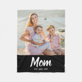 Mom Established Modern Script Photo Fleecefilt