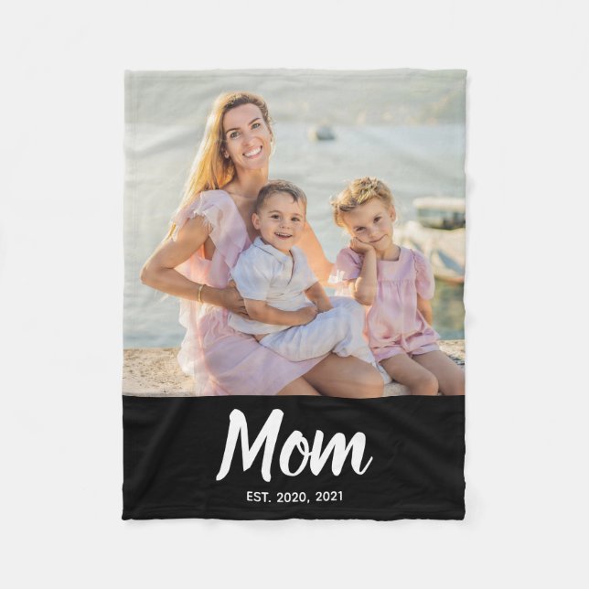 Mom Established Modern Script Photo Fleecefilt (Framsidan)