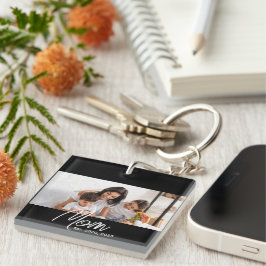 Mom Established Modern Script Photo Keychain