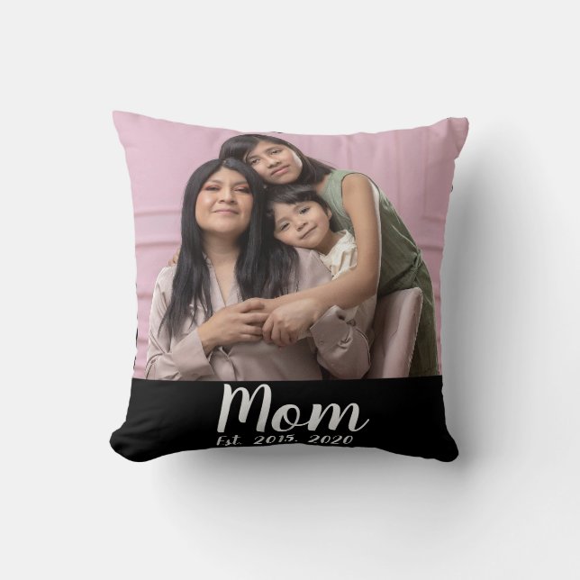 Mom Established Modern Script Photo Kudde (Framsida)