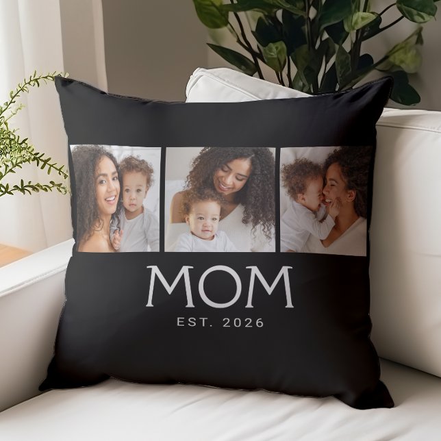 Mom Established Modern Typography Black 3 Photo  Kudde (Skapare uppladdad)
