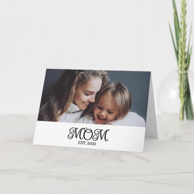 Mom Established Mother's Day Modern Script  Kort (Framsida)