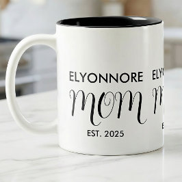 Mom Established New Mom Gift Black Custom Name Två-Tonad Mugg