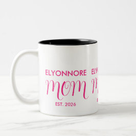 Mom Established New Mom Gift Pink Custom Name Två-Tonad Mugg