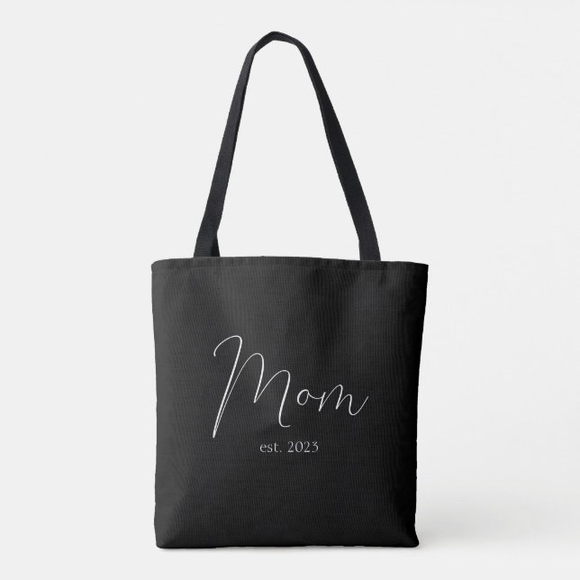 Mom Established New Mom Gift Tote Bag Tygkasse (Baksida)