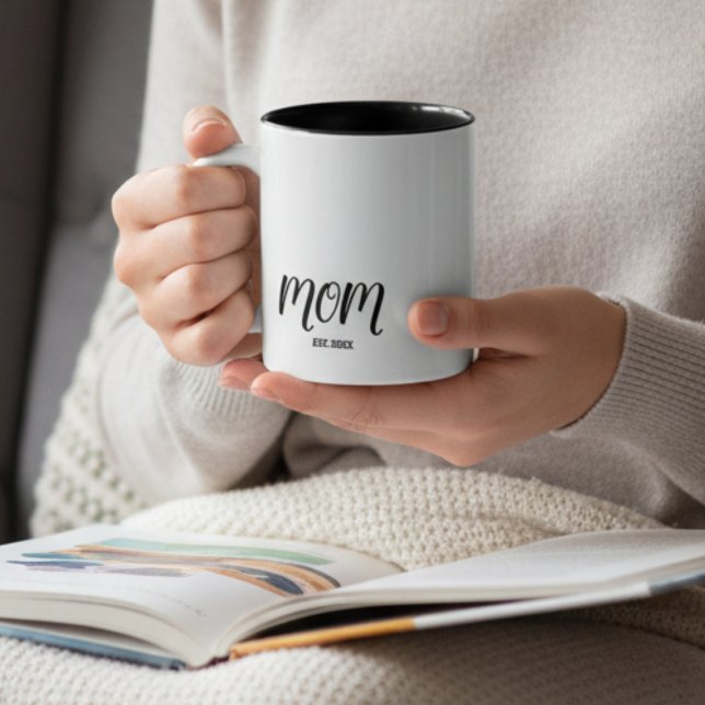 Mom Established New Mom Gift Två-Tonad Mugg (Skapare uppladdad)