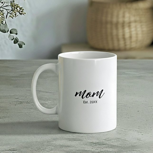 Mom Established New Mom Script Gift Kaffemugg (Skapare uppladdad)