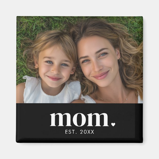 Mom Established Photo Gift  Magnet (Framsidan)
