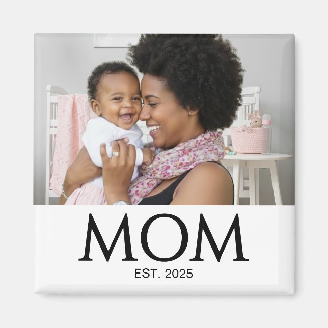 Mom Established Photo Gift Magnet (Framsidan)