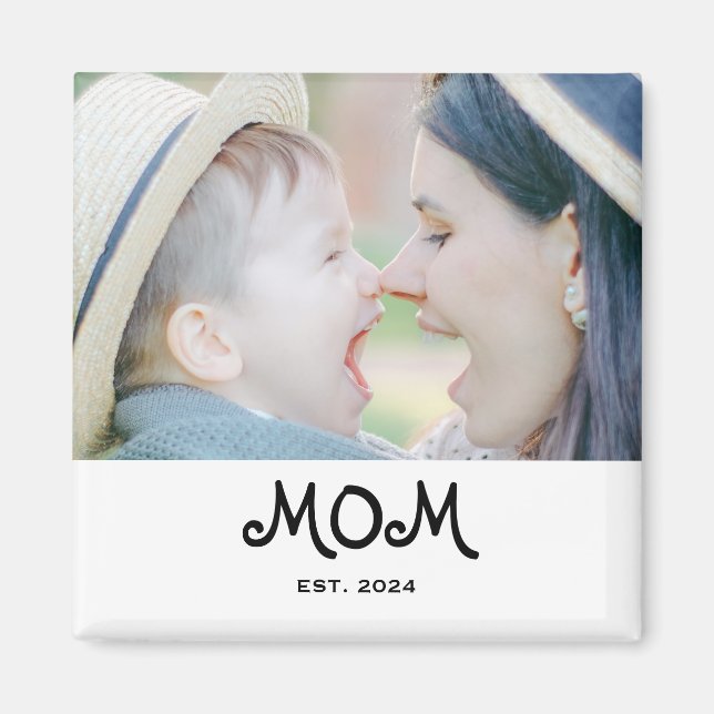 Mom Established Photo Gift Magnet (Framsidan)