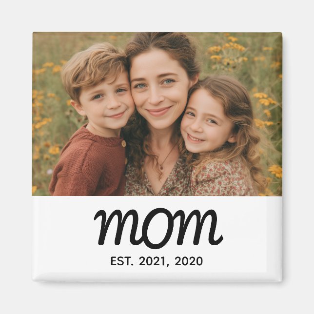Mom Established Photo Gift Magnet (Framsidan)