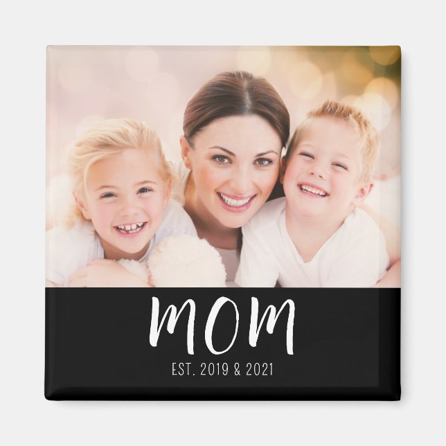 Mom Established Photo Gift Magnet (Framsidan)