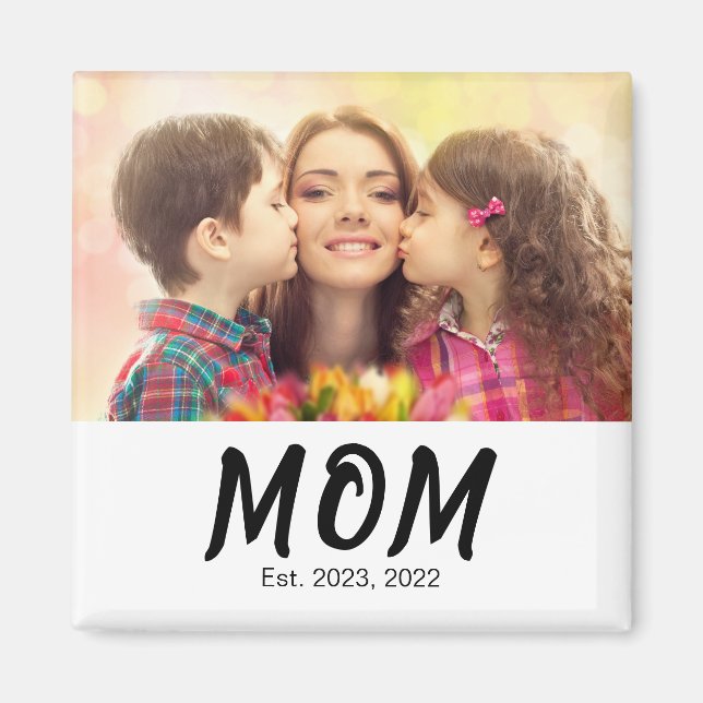 Mom Established Photo Gift Magnet (Framsidan)