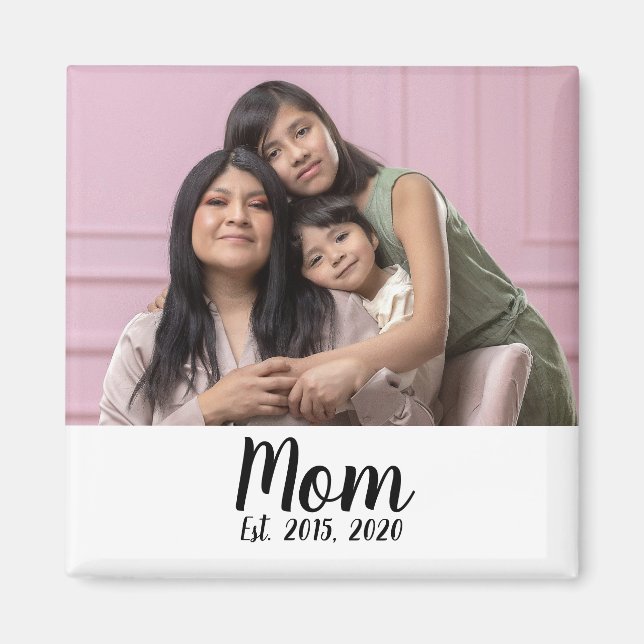 Mom Established Photo Gift Magnet (Framsidan)